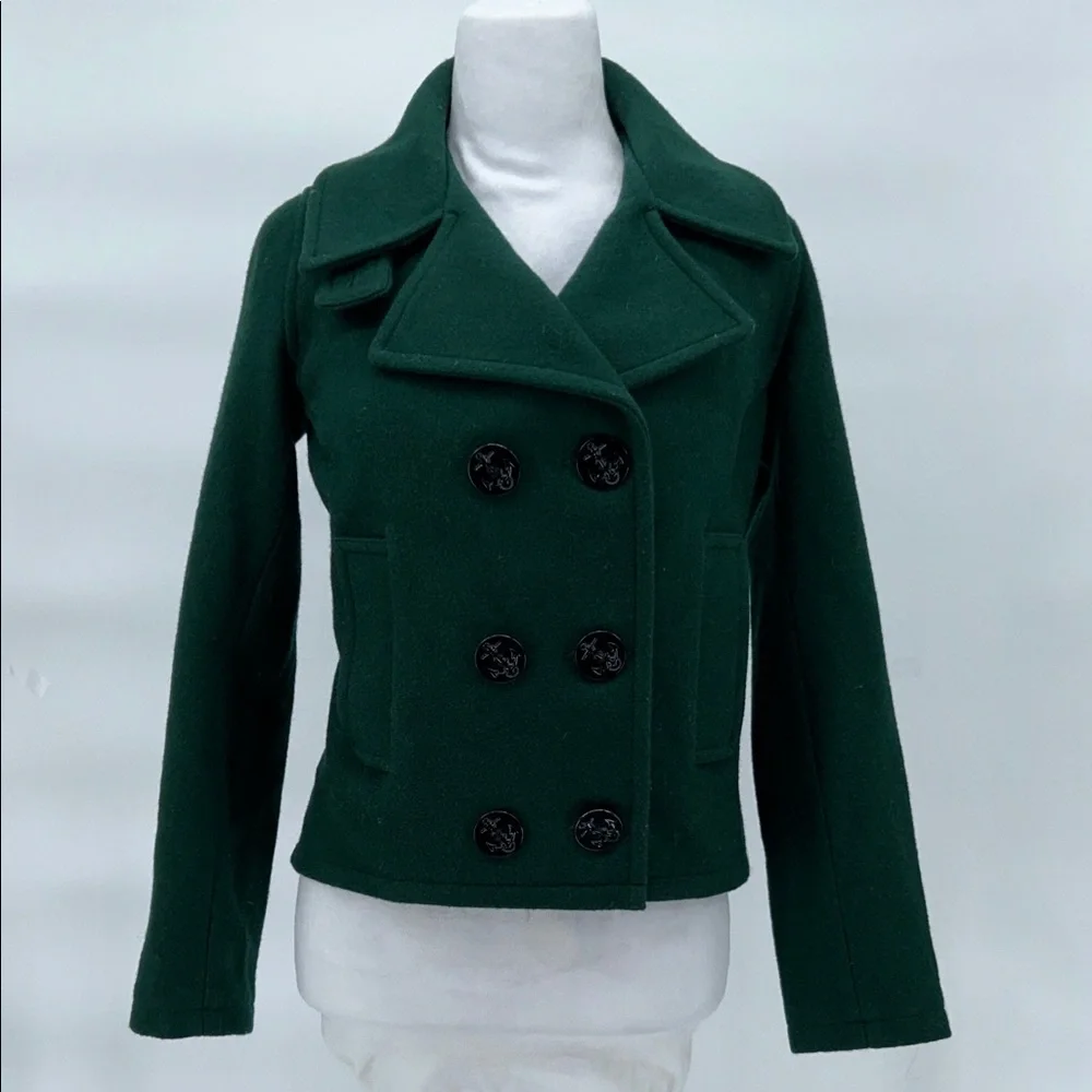 VTG Fidelity Green Wool Peacoat Women XS Military Double Breasted Made USA - Picture 3 of 15